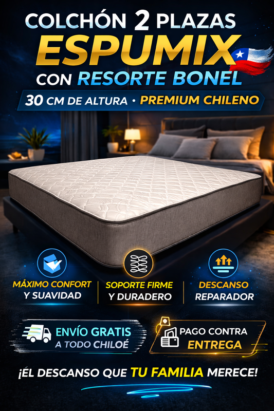 😴 COLCHÓN ESPUMIX 2 PLAZAS – 30 CM DE CONFORT Y SOPORTE REAL