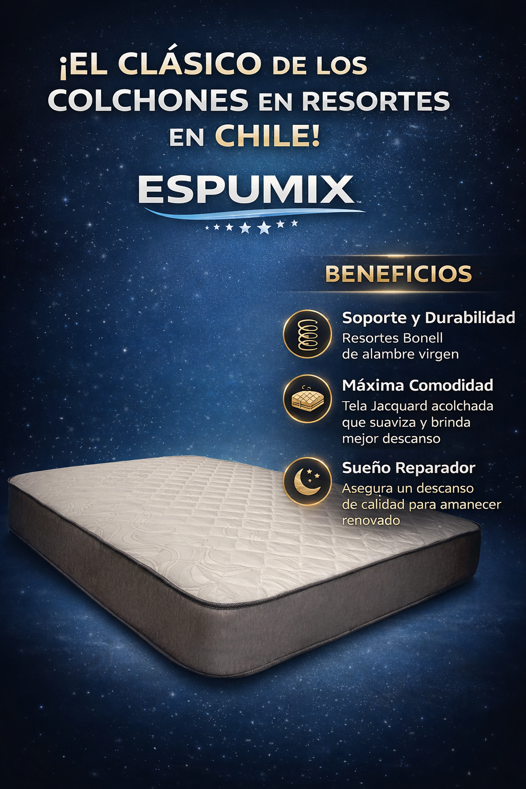 🛏️COLCHON 1.5 PLAZA  ESPUMIX – TU MEJOR DESCANSO AHORA CON 20% DE DESCUENTO💤