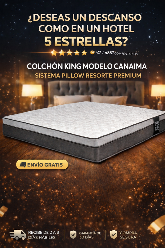 COLCHON KING CANAIMA SISTEMA PILLOW CON RESORTES PREMIUM ✨