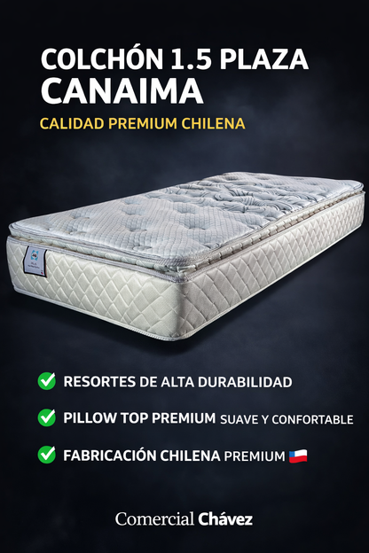 👉 🛏️ COLCHÓN CANAIMA 1 PLAZA Y MEDIA PREMIUM | RESORTES + PILLOW TOP 😴 DESCANSO SUPERIOR
