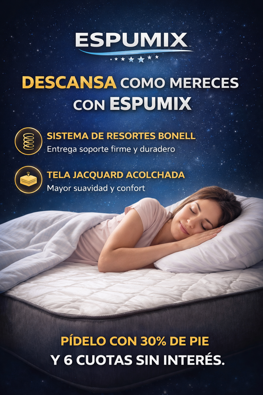 🛏️COLCHON 1.5 PLAZA  ESPUMIX – TU MEJOR DESCANSO AHORA CON 20% DE DESCUENTO💤