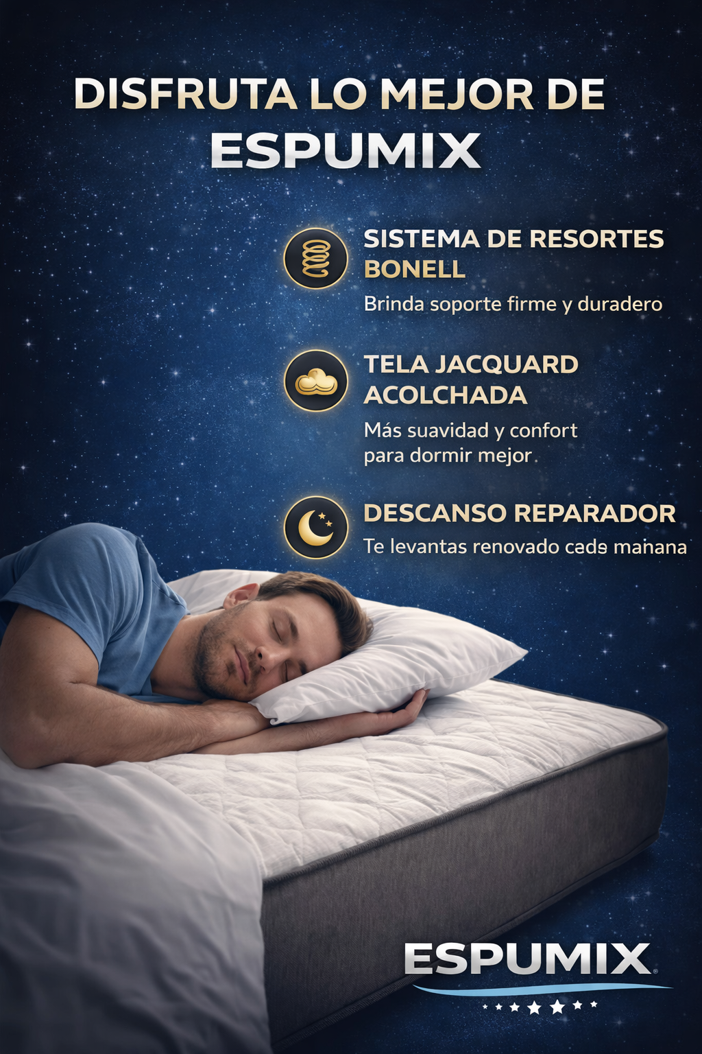 🛏️COLCHON 1.5 PLAZA  ESPUMIX – TU MEJOR DESCANSO AHORA CON 20% DE DESCUENTO💤